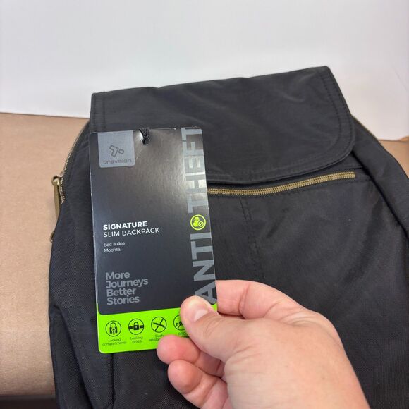 Travelon Anti-Theft Signature Slim Travel Backpack Nylon Black RFID Blocking NWT main image 6